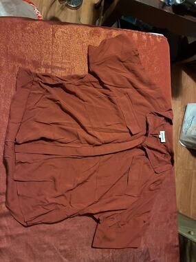 Weekday Shirt Womens M Short Sleeve Pocket Button-Up Front Orange Lightweight